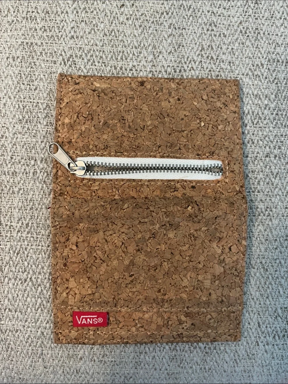Vans bifold cork wallet logo tag zipper pocket